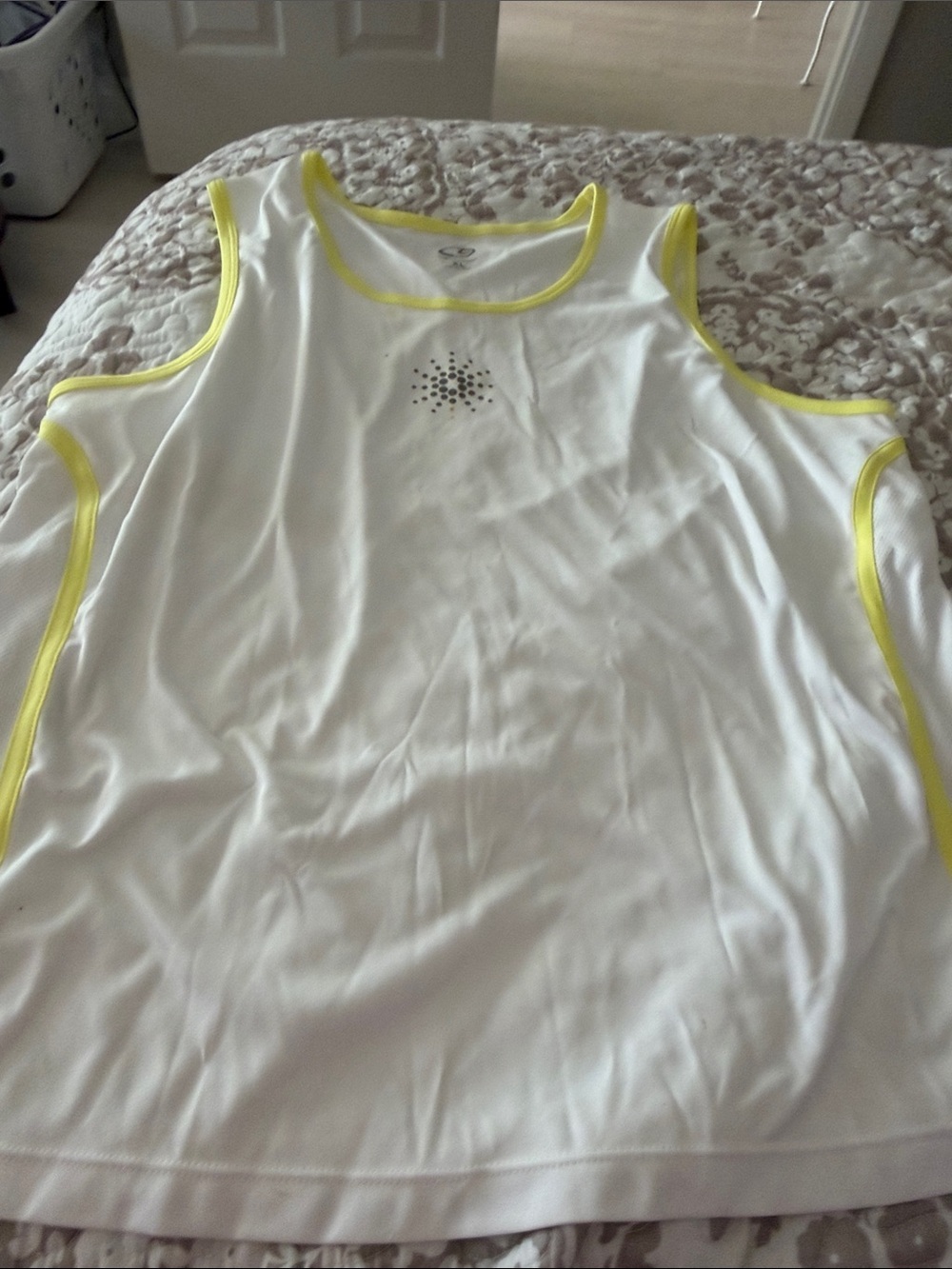 Champion White Tank with Yellow Trim and Star Stud Accent